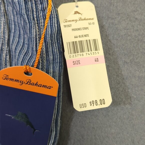 Tommy Bahama Shorts Men's 40 Blue  Provence Striped Linen 10" Vacation Travel - Picture 7 of 10